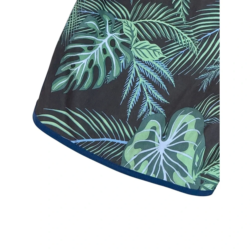 Fair Harbor Mens Tropical Palm Print Board Shorts Large Lined Swim Trunks Green
